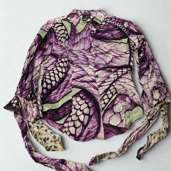 Just Cavalli Tops - Roberto Cavalli Just Cavalli Purple Snake Print Silk Blouse – Size 40